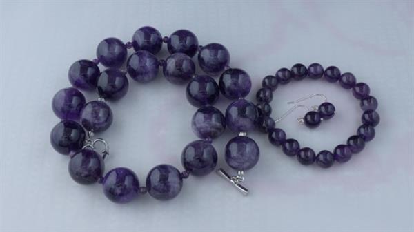 Grote foto amethist 20 mm ketting oorhanger armband set sieraden tassen en uiterlijk kettingen
