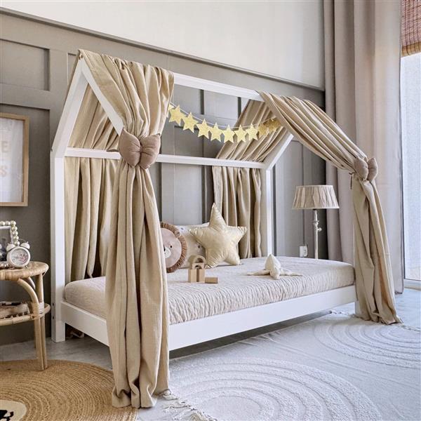 Grote foto houten bedhuis pioli naturel 200x90 cm 190x90cm 160x80cm naturel 160x80 cm kinderen en baby complete kinderkamers