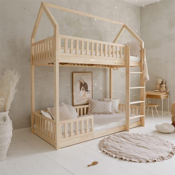 Grote foto stapelbedhuis naturel 200x90cm 200x90 kinderen en baby complete kinderkamers