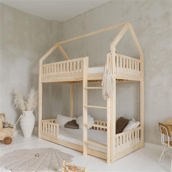 Grote foto stapelbedhuis naturel 200x90cm 200x90 kinderen en baby complete kinderkamers