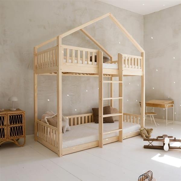 Grote foto stapelbedhuis met een lade naturel 190x90cm naturel met lade kinderen en baby complete kinderkamers