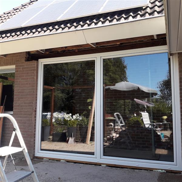 Grote foto voorraad 2 delige schuifpuien wit kunststof doe het zelf en verbouw kozijnen en schuifpuien