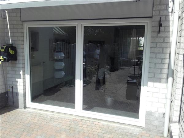 Grote foto op voorraad 2 delige schuifpuien wit kunststof doe het zelf en verbouw kozijnen en schuifpuien