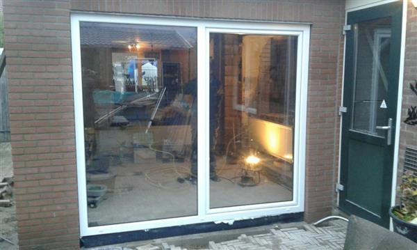 Grote foto op voorraad 2 delige schuifpuien wit kunststof doe het zelf en verbouw kozijnen en schuifpuien