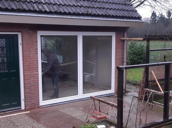 Grote foto op voorraad 2 delige schuifpuien wit kunststof doe het zelf en verbouw kozijnen en schuifpuien