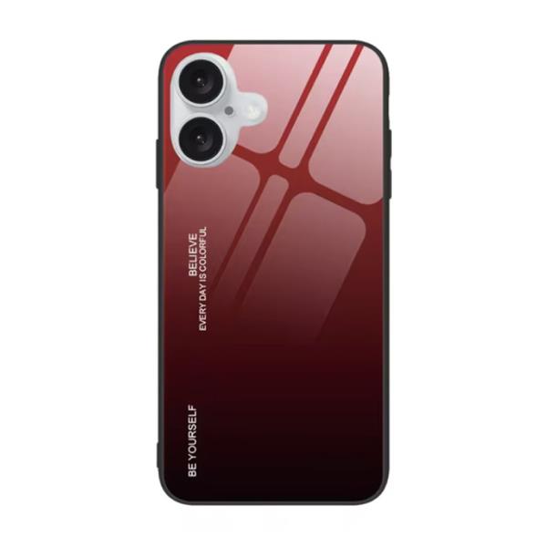 Grote foto iphone 14 pro max hoesje gradient tpu en 9h glas shockproof glossy case cover rood telecommunicatie mobieltjes