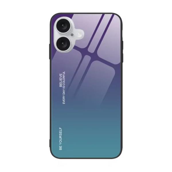 Grote foto iphone 13 pro max hoesje gradient tpu en 9h glas shockproof glossy case cover paars blauw telecommunicatie mobieltjes