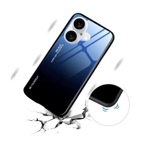 Grote foto iphone 14 plus hoesje gradient tpu en 9h glas shockproof glossy case cover roze paars telecommunicatie mobieltjes