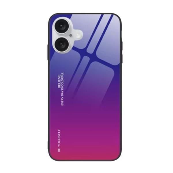 Grote foto iphone 14 pro hoesje gradient tpu en 9h glas shockproof glossy case cover paars roze telecommunicatie mobieltjes