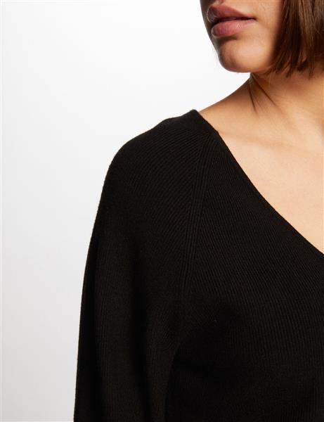 Grote foto long sleeved jumper v neck 242 mpanda black kleding dames overige kledingstukken