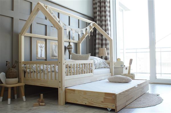 Grote foto houten bedhuis met lade pioli plus 160x80 cm kinderen en baby complete kinderkamers
