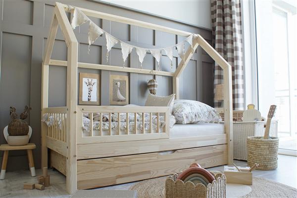 Grote foto houten bedhuis met lade pioli plus 160x80 cm kinderen en baby complete kinderkamers