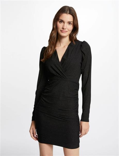 Grote foto gedrapeerde aansluitende midi jurk 232 rglit zwart kleding dames overige kledingstukken