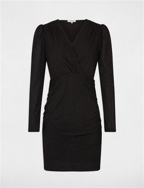Grote foto gedrapeerde aansluitende midi jurk 232 rglit zwart kleding dames overige kledingstukken