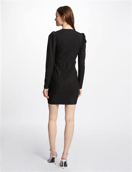 Grote foto gedrapeerde aansluitende midi jurk 232 rglit zwart kleding dames overige kledingstukken