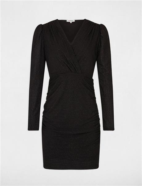 Grote foto gedrapeerde aansluitende midi jurk 232 rglit zwart kleding dames overige kledingstukken