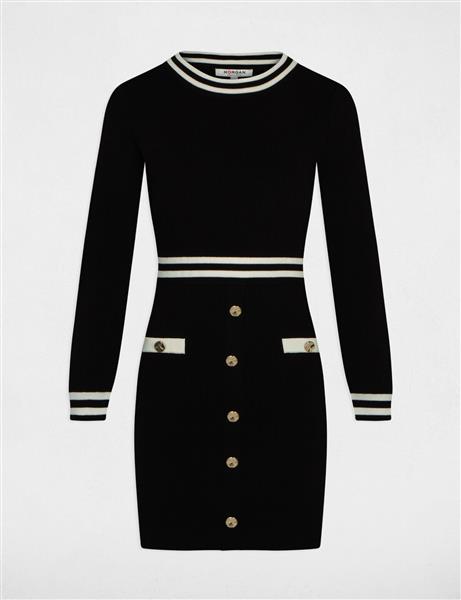 Grote foto fitted jumper dress with buttons 241 rmva black kleding dames jurken en rokken