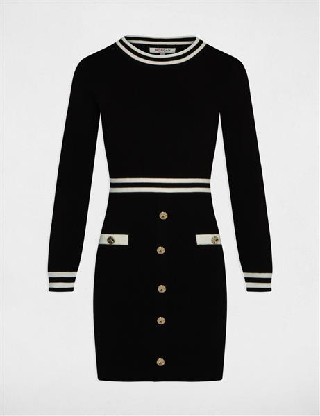 Grote foto fitted jumper dress with buttons 241 rmva black kleding dames jurken en rokken