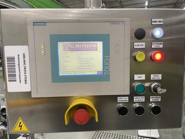 Grote foto g. mondini e 350 vg top seal verpakkingsmachine met ontnester agrarisch tuinbouw