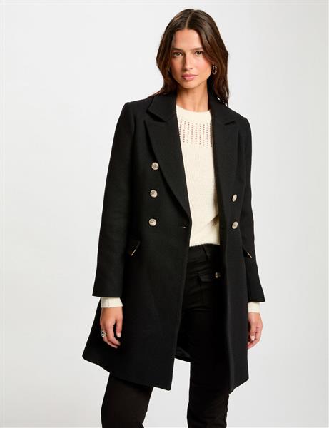 Grote foto zwarte dubbelgeknoopte jas 242 gati black kleding dames overige kledingstukken