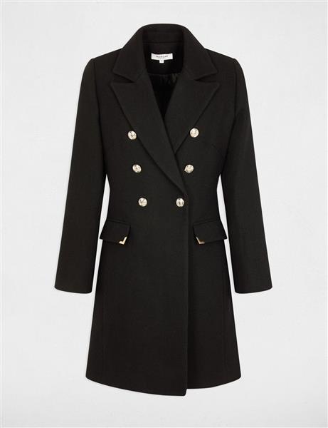 Grote foto zwarte dubbelgeknoopte jas 242 gati black kleding dames overige kledingstukken