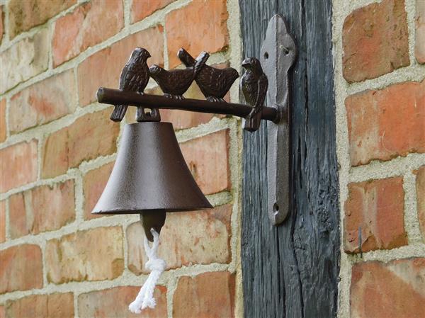 Grote foto deurbel met vogeltjes gietijzer bel met koord tuin en terras tuindecoratie