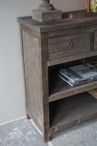 Grote foto sidetable oud hout 3 lades h91 5 x b121 x d40 cm huis en inrichting woningdecoratie