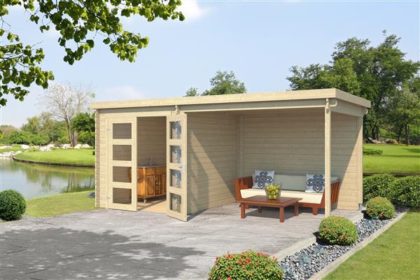 Grote foto tuinhuis blokhut helena 492 x 250 cm tuin en terras tuinhuisjes en blokhutten