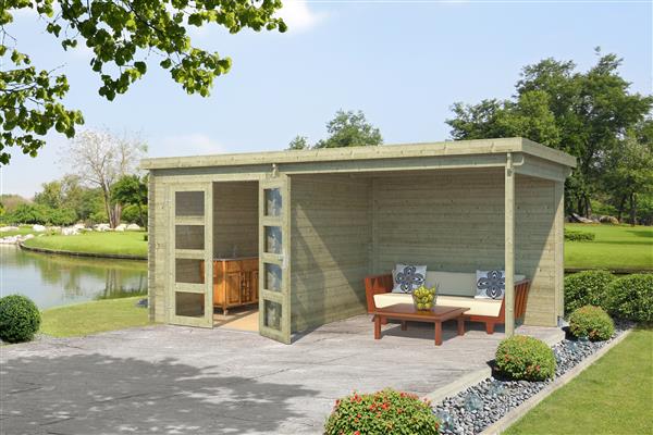 Grote foto tuinhuis blokhut helena 492 x 250 cm tuin en terras tuinhuisjes en blokhutten