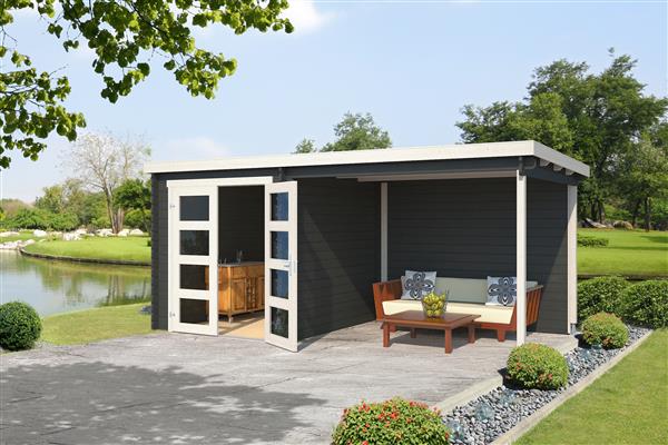 Grote foto tuinhuis blokhut helena 492 x 250 cm tuin en terras tuinhuisjes en blokhutten