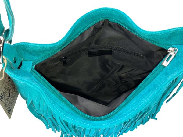 Grote foto back to the sixties suede franje tas turquoise sieraden tassen en uiterlijk schoudertassen
