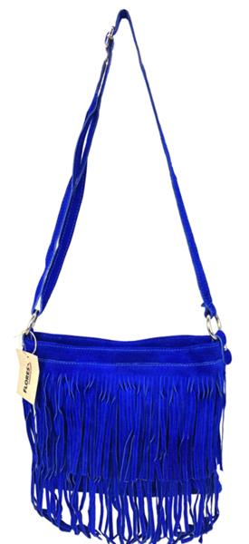 Grote foto back to the sixties suede franje tas koningsblauw sieraden tassen en uiterlijk schoudertassen