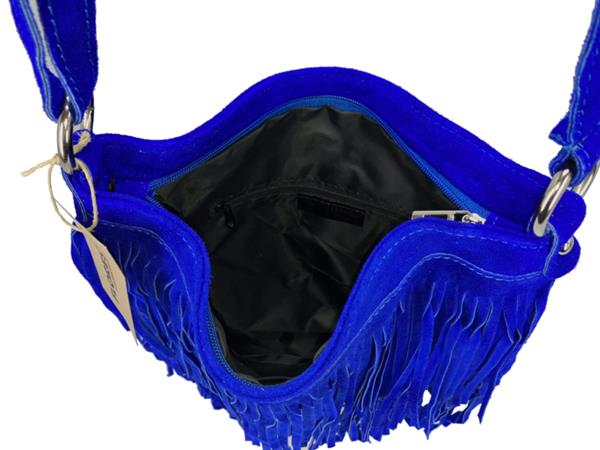 Grote foto back to the sixties suede franje tas koningsblauw sieraden tassen en uiterlijk schoudertassen