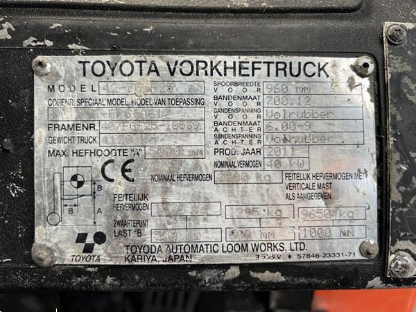 Grote foto toyota 42 7fgf25 heftruck toyota 42 7fg25 duplo 500 sideshift vorkversteller lpg 2011 agrarisch heftrucks