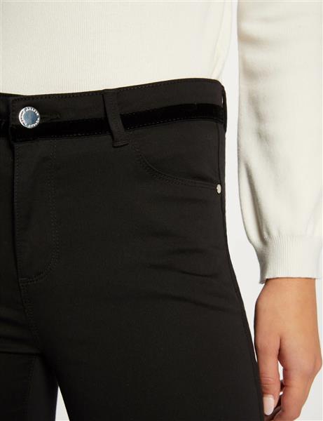 Grote foto skinny trousers wet effect and velvet 232 pvelt black kleding dames broeken en pantalons