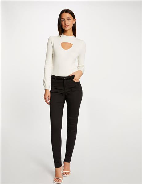 Grote foto skinny trousers wet effect and velvet 232 pvelt black kleding dames broeken en pantalons