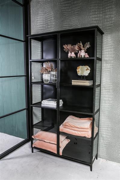 Grote foto elina glazen kast zwart ijzeren frame 2 deuren huis en inrichting woningdecoratie