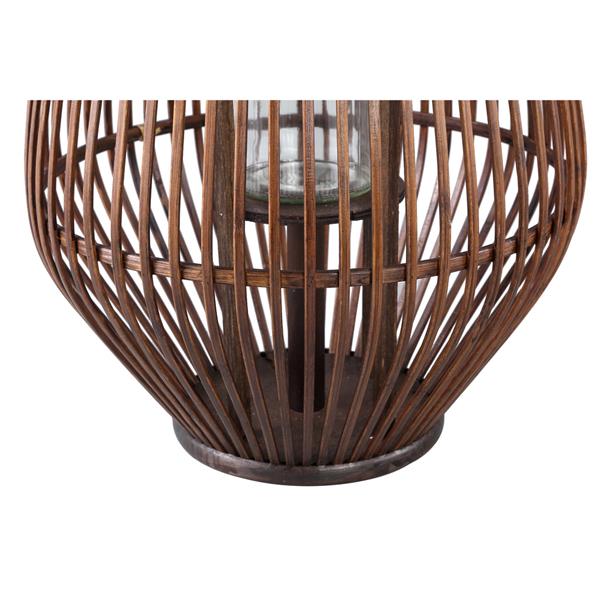 Grote foto lysia brown ronde bamboe lantaarn met glas l huis en inrichting woningdecoratie