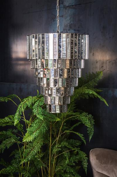 Grote foto ceylin zilveren stalen hanglamp 7 lagen s huis en inrichting woningdecoratie