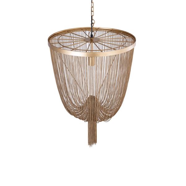 Grote foto solan gold ijzeren ketting ronde hanglamp s huis en inrichting woningdecoratie