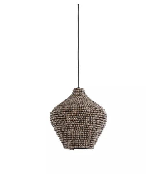 Grote foto hanglamp 36x41 cm kalenga kralen bruin grijs huis en inrichting bankstellen