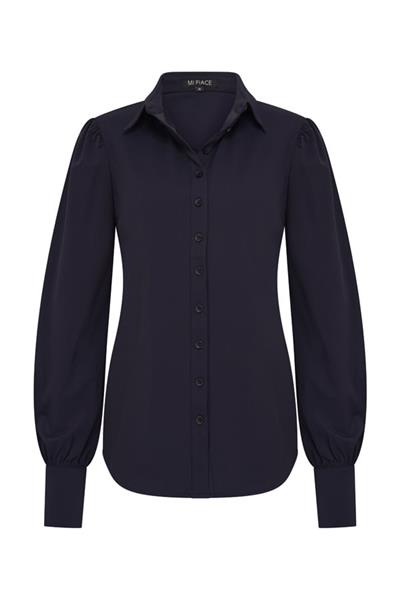 Grote foto travel blouse pofmouw uni dark blue 2037 kleding dames blouses