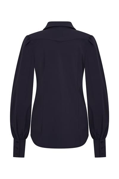 Grote foto travel blouse pofmouw uni dark blue 2037 kleding dames blouses