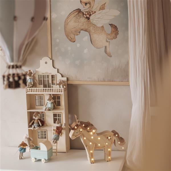 Grote foto houten decoratieve lamp unicorn beige 2xaa batterijen zonder dimfunctie of afstandsbediening kinderen en baby complete kinderkamers