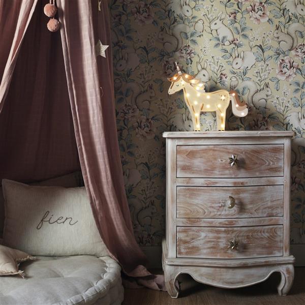 Grote foto houten decoratieve lamp unicorn beige 2xaa batterijen zonder dimfunctie of afstandsbediening kinderen en baby complete kinderkamers