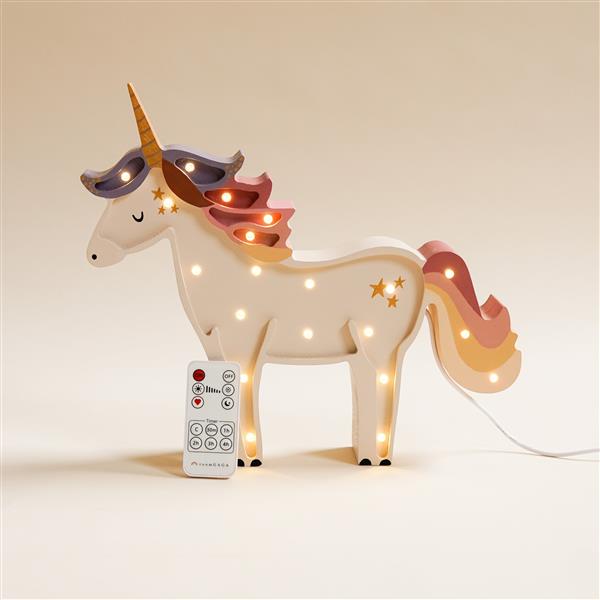 Grote foto houten lamp unicorn violet pink 2xaa batterijen zonder dimfunctie of afstandsbediening kinderen en baby complete kinderkamers