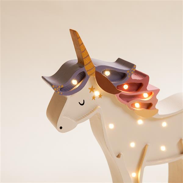 Grote foto houten lamp unicorn violet pink 2xaa batterijen zonder dimfunctie of afstandsbediening kinderen en baby complete kinderkamers