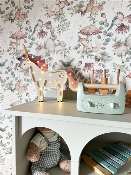Grote foto houten lamp unicorn violet pink 2xaa batterijen zonder dimfunctie of afstandsbediening kinderen en baby complete kinderkamers