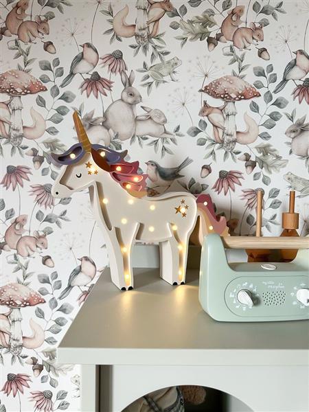 Grote foto houten lamp unicorn violet pink 2xaa batterijen zonder dimfunctie of afstandsbediening kinderen en baby complete kinderkamers