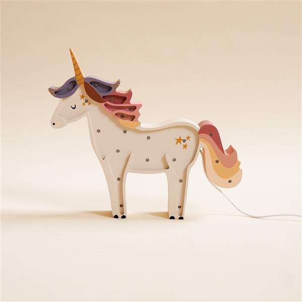 Grote foto houten lamp unicorn violet pink 2xaa batterijen zonder dimfunctie of afstandsbediening kinderen en baby complete kinderkamers